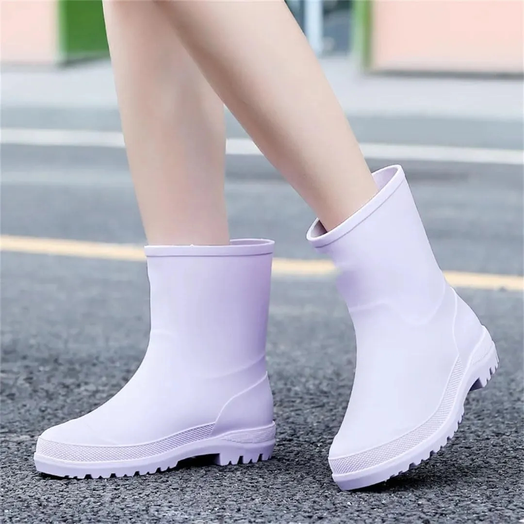 Women's Color Rain Boots Mid-Calf Rain Boots Waterproof And Non-Slip Outer Wear Gardening Work Shoes