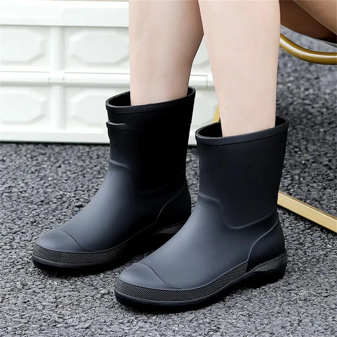 Women's Color Rain Boots Mid-Calf Rain Boots Waterproof And Non-Slip Outer Wear Gardening Work Shoes