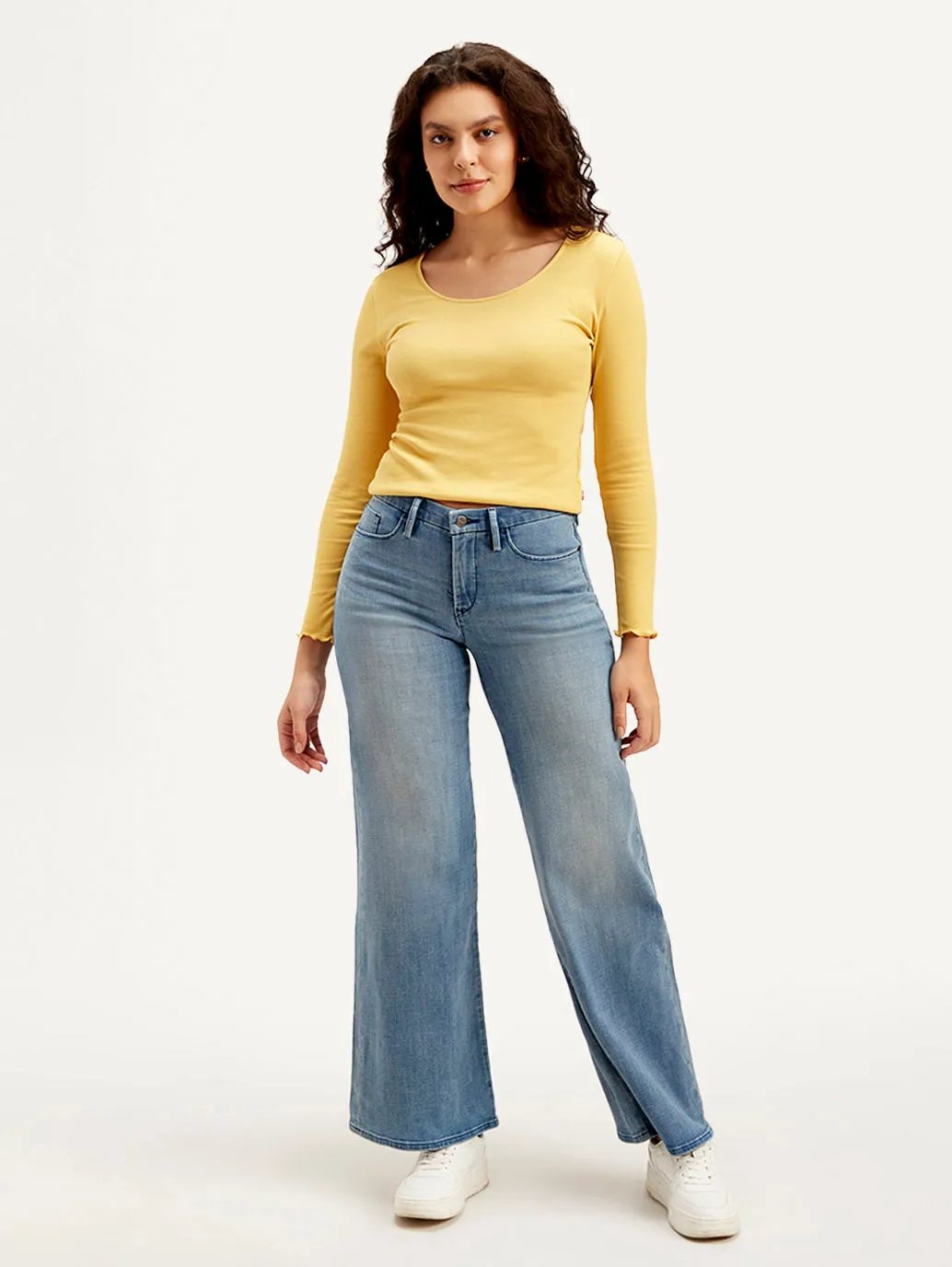 Women's Mid Rise Straight Fit Light Blue Jeans