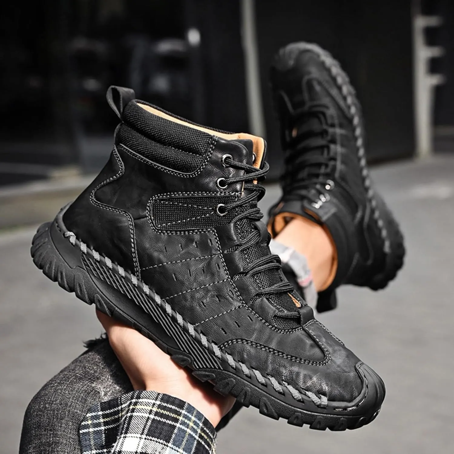 Work Boots for Men Composite Hiking Sneakers Boot with Comfort Working Shoes for Women Nonslip Mid Waterproof Outdoor Botas Lightweight Hike Grounded Footwear