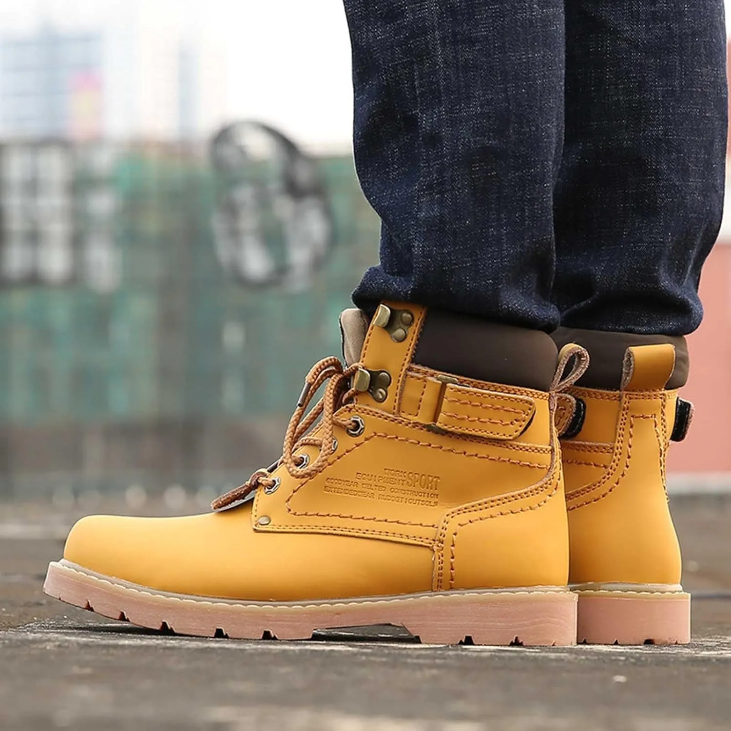 Work Boots for Men Waterproof Hiking Sneakers Ankle Booties Womens Safety Toe Shoes Slip On Platform Sneakers Indestructible Hike Grounded Footwear