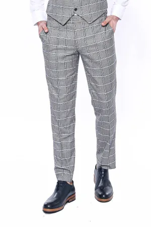 WSS Checked Light Grey Men Pants  - Singen