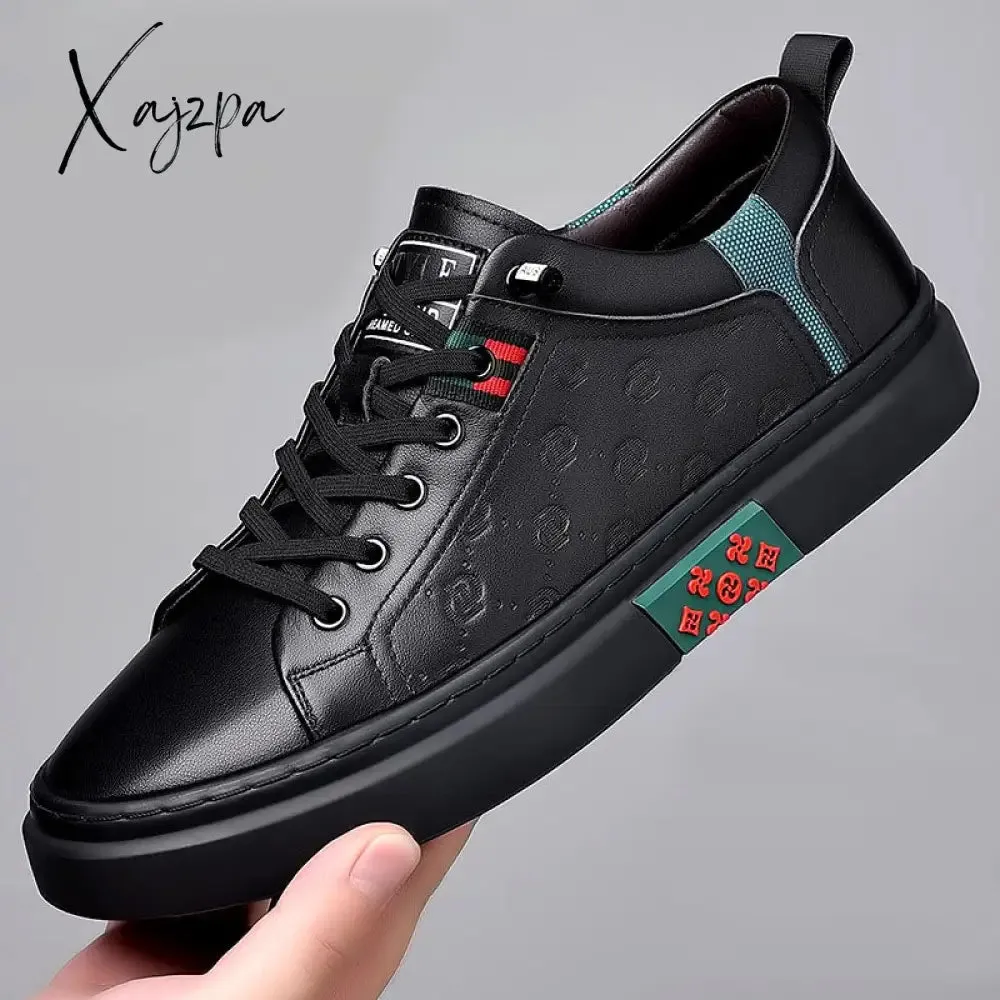 Xajzpa - Men Shoes Fashion Designer Genuine Leather Casual Shoes Leisure Flats Skateboard Shoes Cow Leather Youth Lace-up Loafers