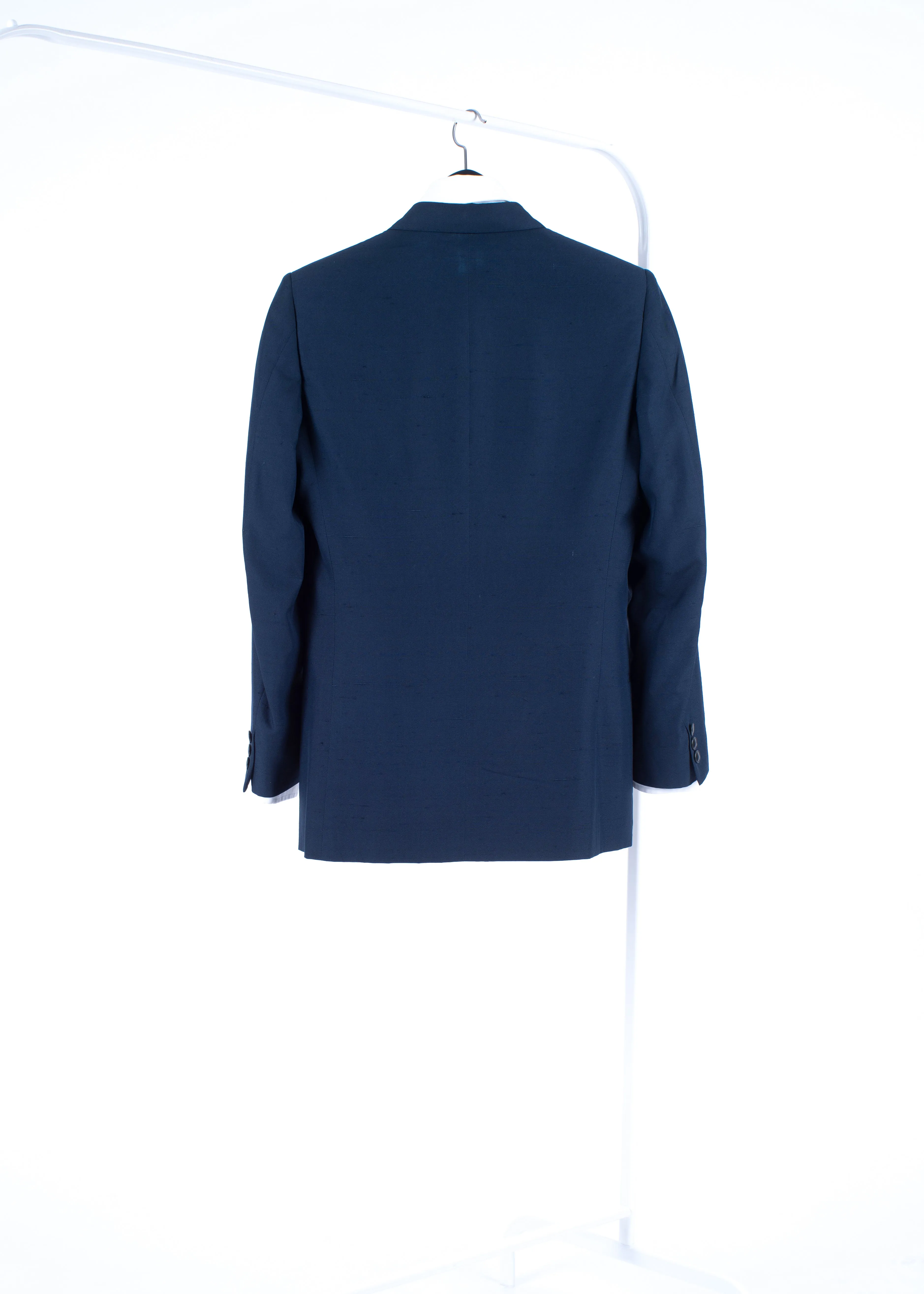Yves Saint Laurent Pure Silk Double Breasted Blue Blazer, Men's US 34R, EU 44