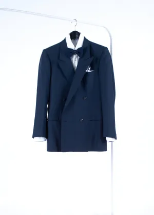 Yves Saint Laurent Pure Silk Double Breasted Blue Blazer, Men's US 34R, EU 44